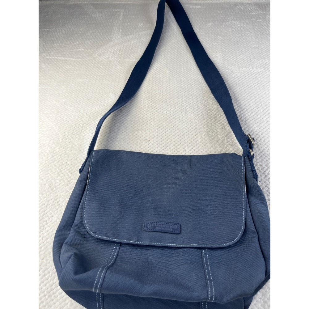 Timbuk2 San Francisco Navy Blue Canvas Messenger Crossbody Bag Polka Dot Lining